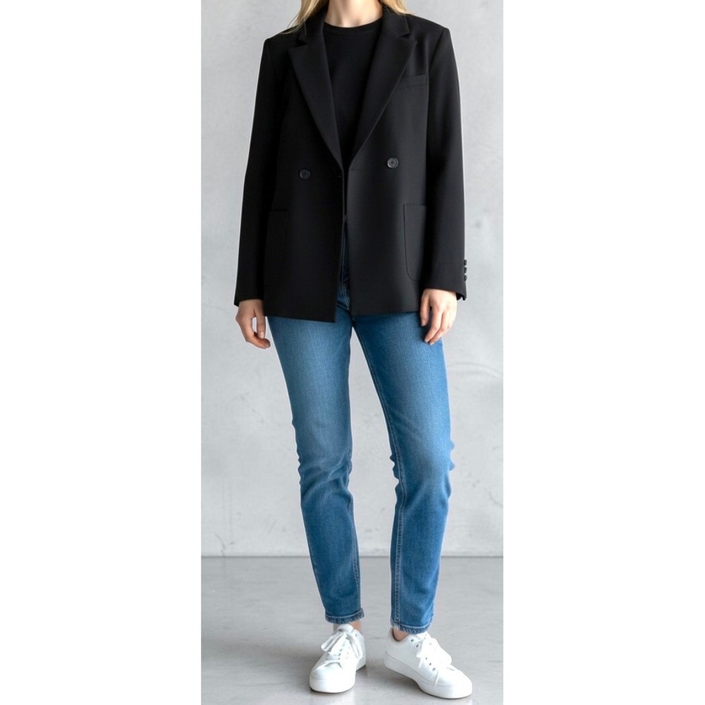 Argent Black Double Breasted Blazer Size 8 Oversized Tailored Office Workwear